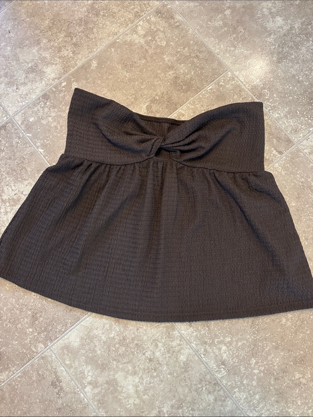 Black Strapless Twist-Front Shirt